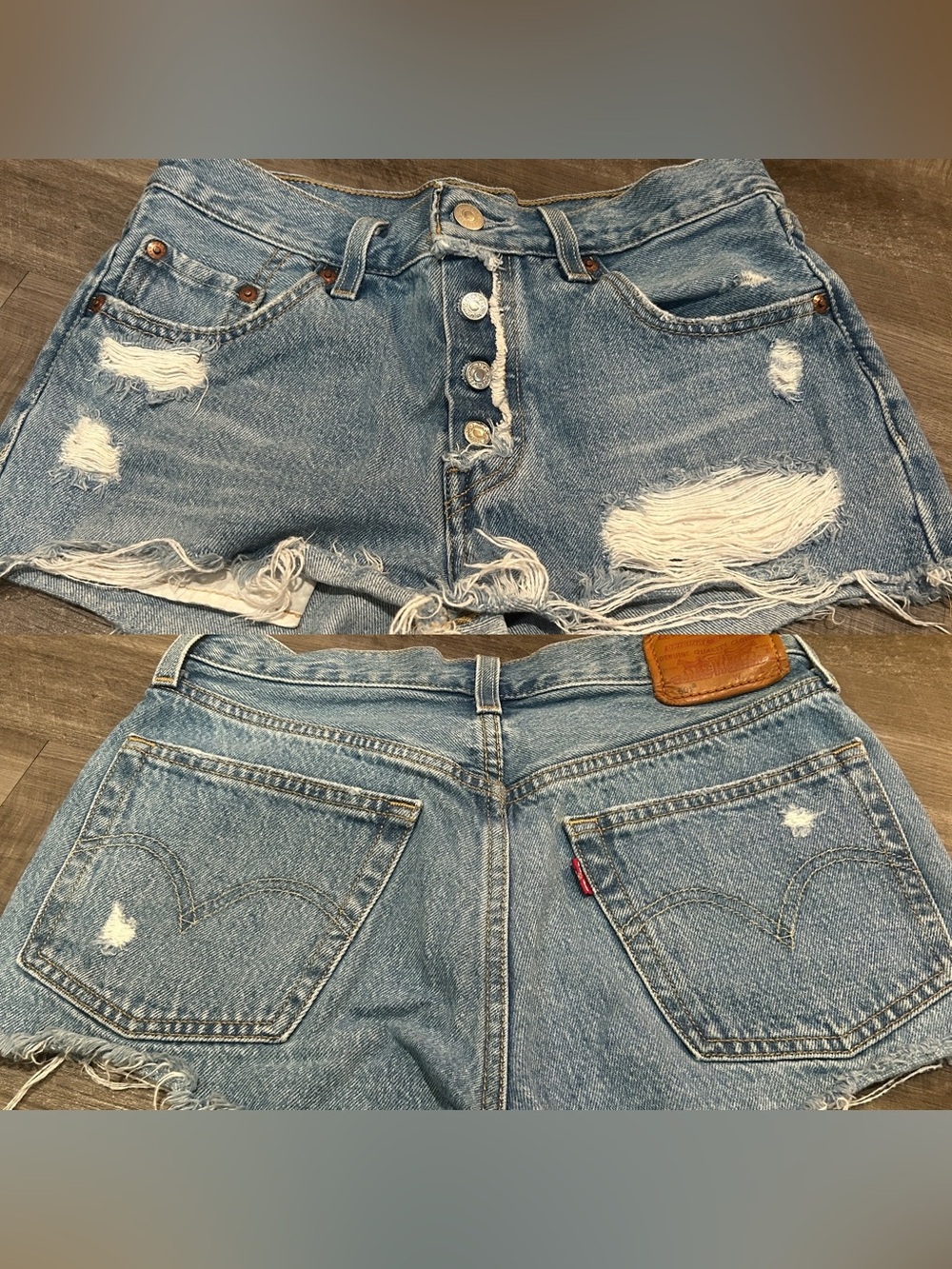 Levi's 501 Distressed High-Rise Button-Fly Denim Shorts